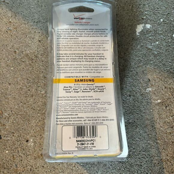 Verizon Samsung Vehicle Charger 31-0947-01-VW *New* - Picture 3 of 4
